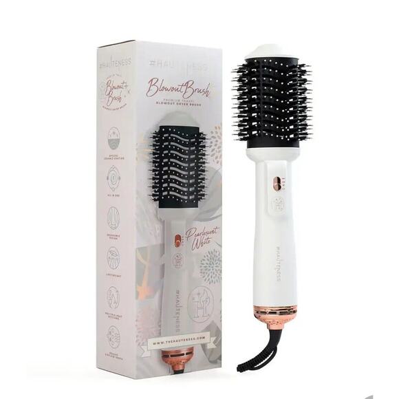The Hauteness 4inONE Premium Travel Blowout Dryer Brush Pearlescent White NEW - Picture 6 of 6